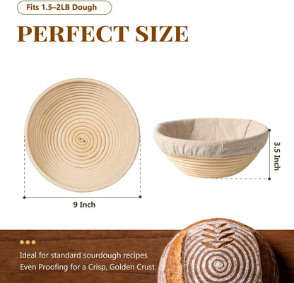 BAVIFY Sourdough Starter Kit, Banneton Bread Proofing Baskets Set