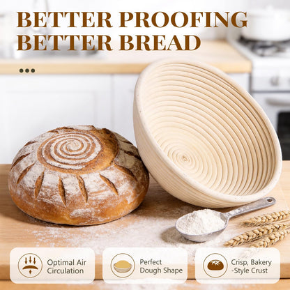 BAVIFY Sourdough Starter Kit, Banneton Bread Proofing Baskets Set