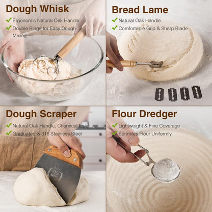 BAVIFY Sourdough Starter Kit, Banneton Bread Proofing Baskets Set