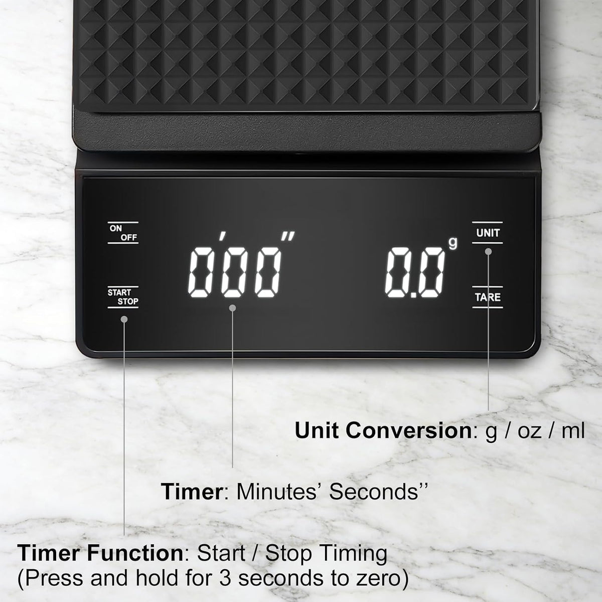 Coffee Scale with Timer, 3kg/0.1g High Precision Espresso Scale, Digital Kitchen Scale for Espresso and Pour-Over Coffee (Batteries Included)