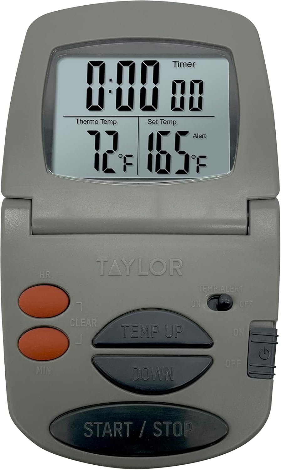Precision Products Programmable with Timer Instant Read Wired Probe Digital, Meat, Food, Grill BBQ Cooking Kitchen Thermometer with Timer, Gray