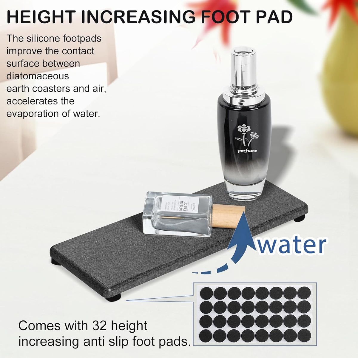 Quick Dry Sink Caddy Kitchen Sink Organizer, Water Absorbing Stone Tray for Sink, Stone Drying Tray, Diatomite Faucet Mat & Protector, Dispenser Sponge Holder, Stone Soap Tray for Bathroom Counter