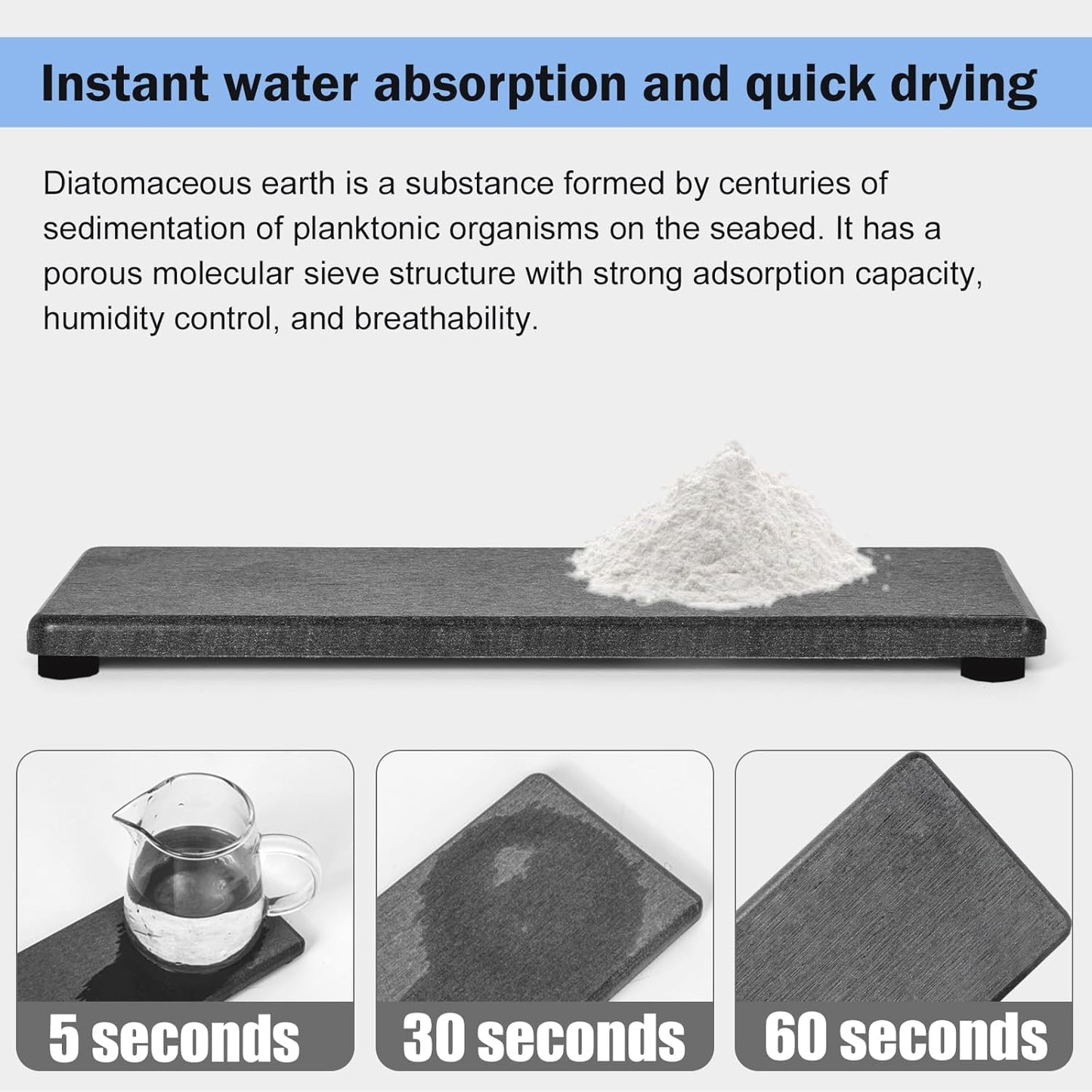 Quick Dry Sink Caddy Kitchen Sink Organizer, Water Absorbing Stone Tray for Sink, Stone Drying Tray, Diatomite Faucet Mat & Protector, Dispenser Sponge Holder, Stone Soap Tray for Bathroom Counter