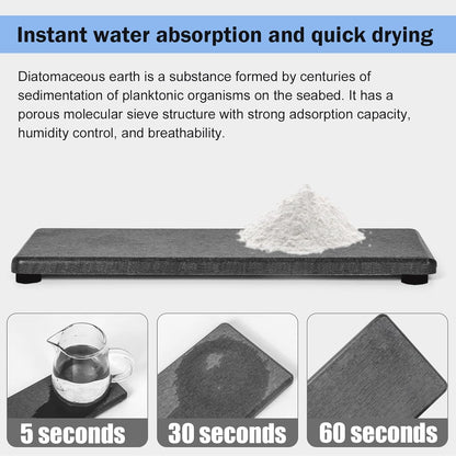 Quick Dry Sink Caddy Kitchen Sink Organizer, Water Absorbing Stone Tray for Sink, Stone Drying Tray, Diatomite Faucet Mat & Protector, Dispenser Sponge Holder, Stone Soap Tray for Bathroom Counter