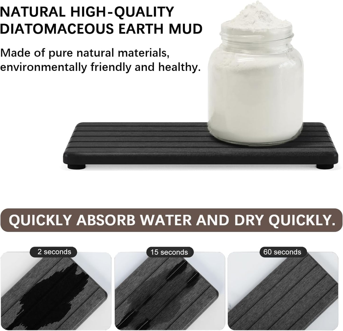 Quick Dry Sink Caddy Kitchen Sink Organizer, Water Absorbing Stone Tray for Sink, Stone Drying Tray, Diatomite Faucet Mat & Protector, Dispenser Sponge Holder, Stone Soap Tray for Bathroom Counter