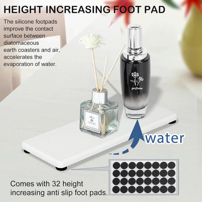 Quick Dry Sink Caddy Kitchen Sink Organizer, Water Absorbing Stone Tray for Sink, Stone Drying Tray, Diatomite Faucet Mat & Protector, Dispenser Sponge Holder, Stone Soap Tray for Bathroom Counter