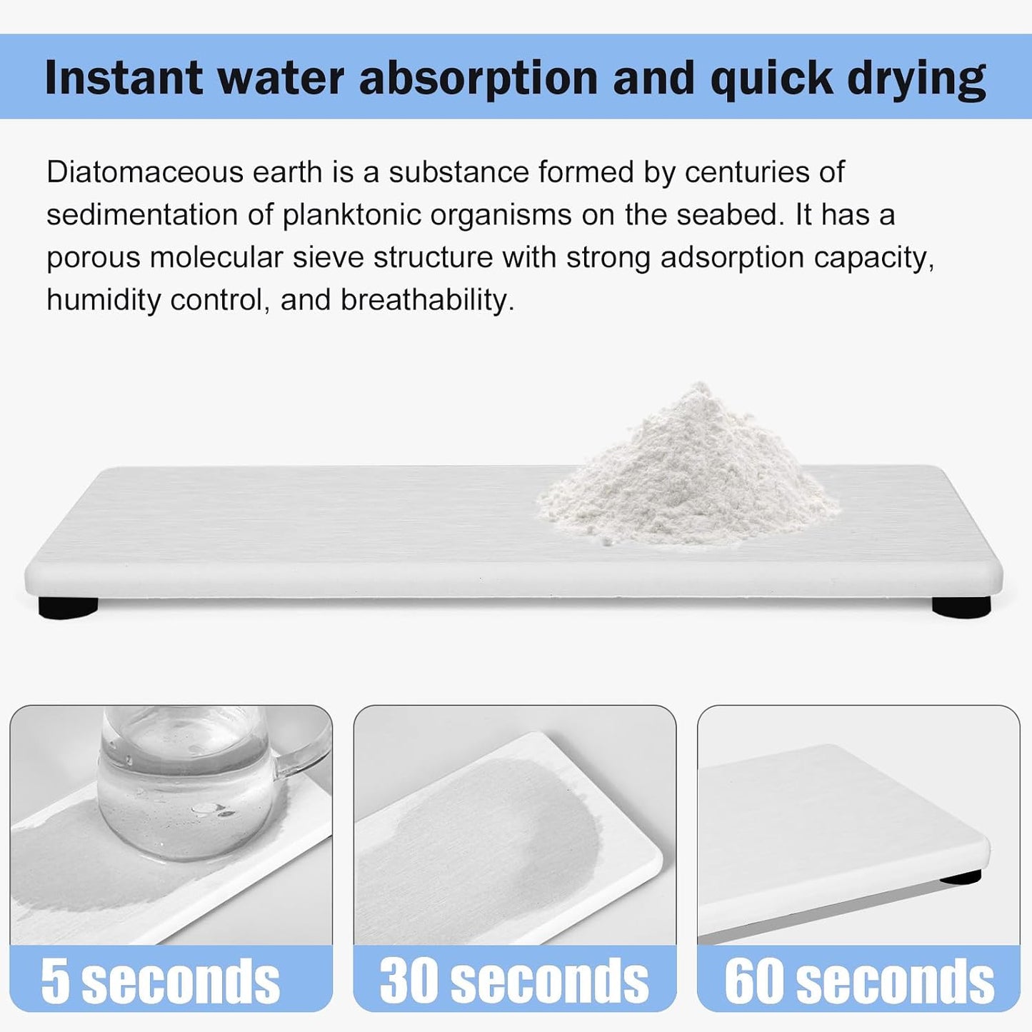 Quick Dry Sink Caddy Kitchen Sink Organizer, Water Absorbing Stone Tray for Sink, Stone Drying Tray, Diatomite Faucet Mat & Protector, Dispenser Sponge Holder, Stone Soap Tray for Bathroom Counter