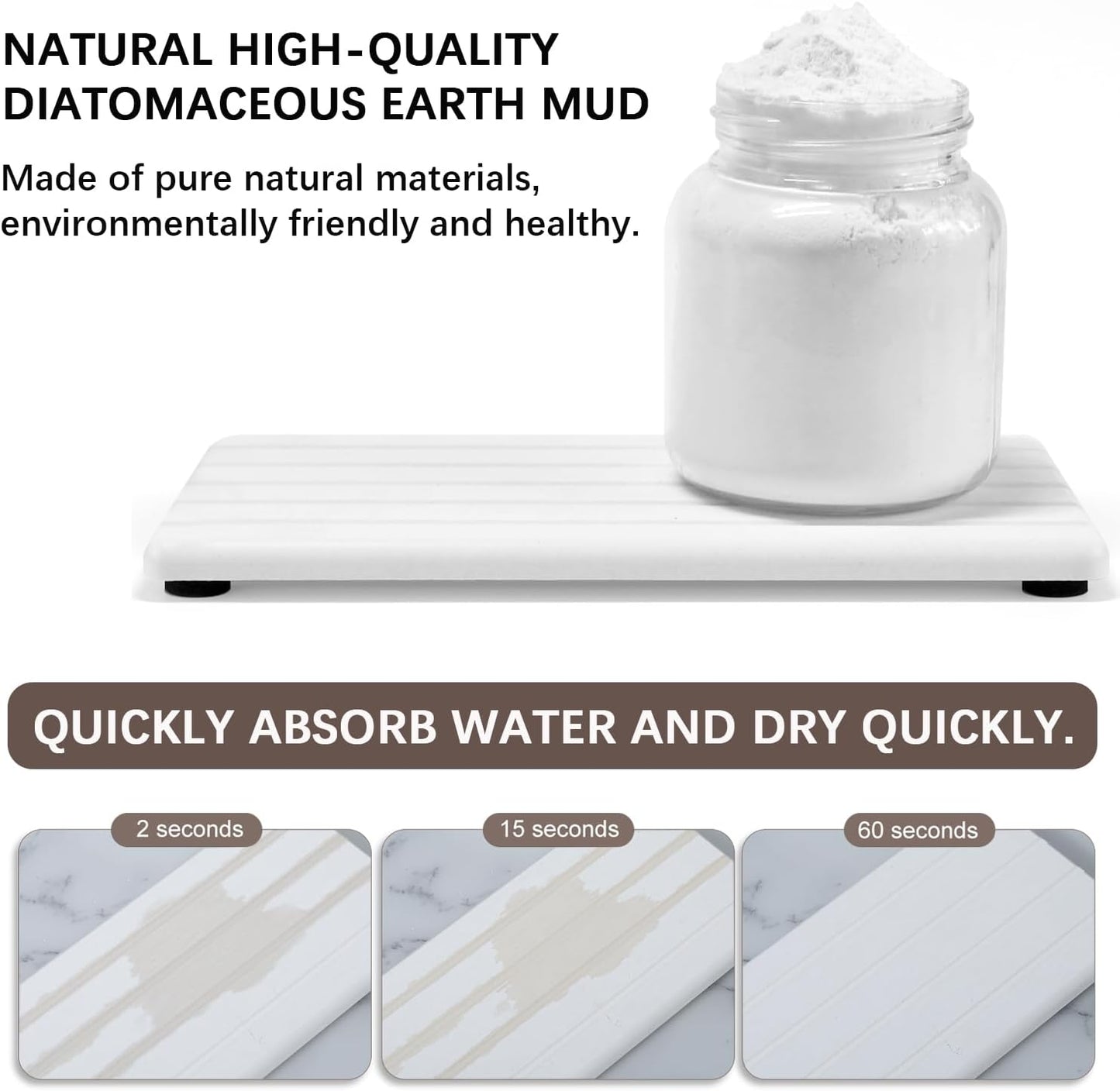 Quick Dry Sink Caddy Kitchen Sink Organizer, Water Absorbing Stone Tray for Sink, Stone Drying Tray, Diatomite Faucet Mat & Protector, Dispenser Sponge Holder, Stone Soap Tray for Bathroom Counter