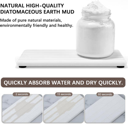 Quick Dry Sink Caddy Kitchen Sink Organizer, Water Absorbing Stone Tray for Sink, Stone Drying Tray, Diatomite Faucet Mat & Protector, Dispenser Sponge Holder, Stone Soap Tray for Bathroom Counter