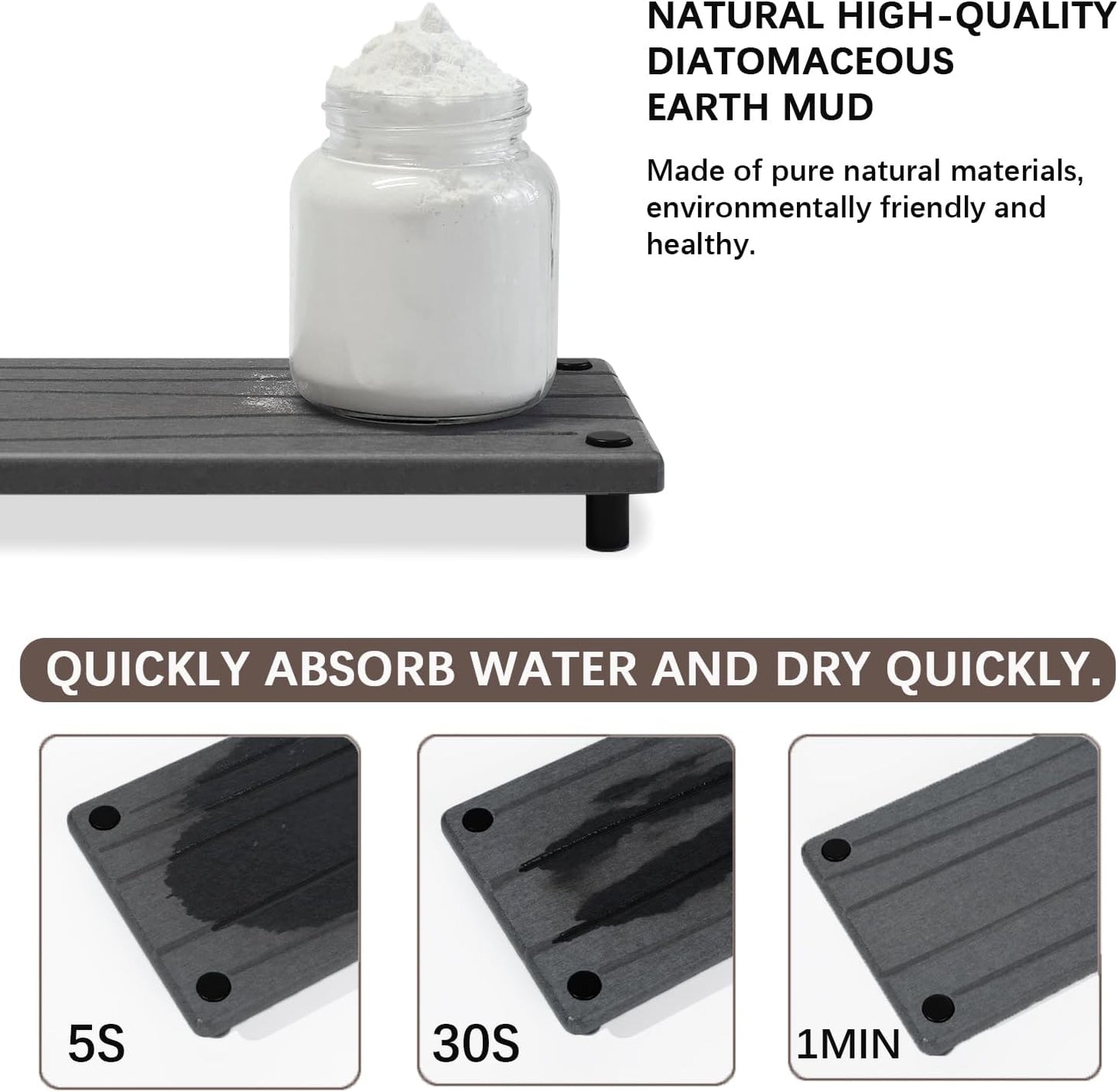 Quick Dry Sink Caddy Kitchen Sink Organizer, Water Absorbing Stone Tray for Sink, Stone Drying Tray, Diatomite Faucet Mat & Protector, Dispenser Sponge Holder, Stone Soap Tray for Bathroom Counter