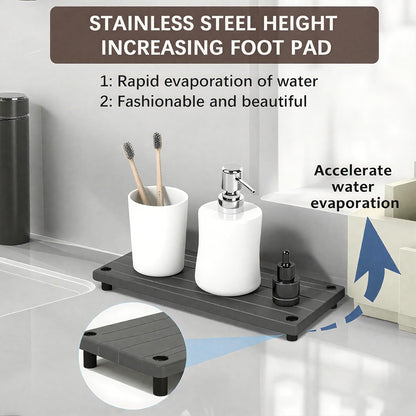 Quick Dry Sink Caddy Kitchen Sink Organizer, Water Absorbing Stone Tray for Sink, Stone Drying Tray, Diatomite Faucet Mat & Protector, Dispenser Sponge Holder, Stone Soap Tray for Bathroom Counter