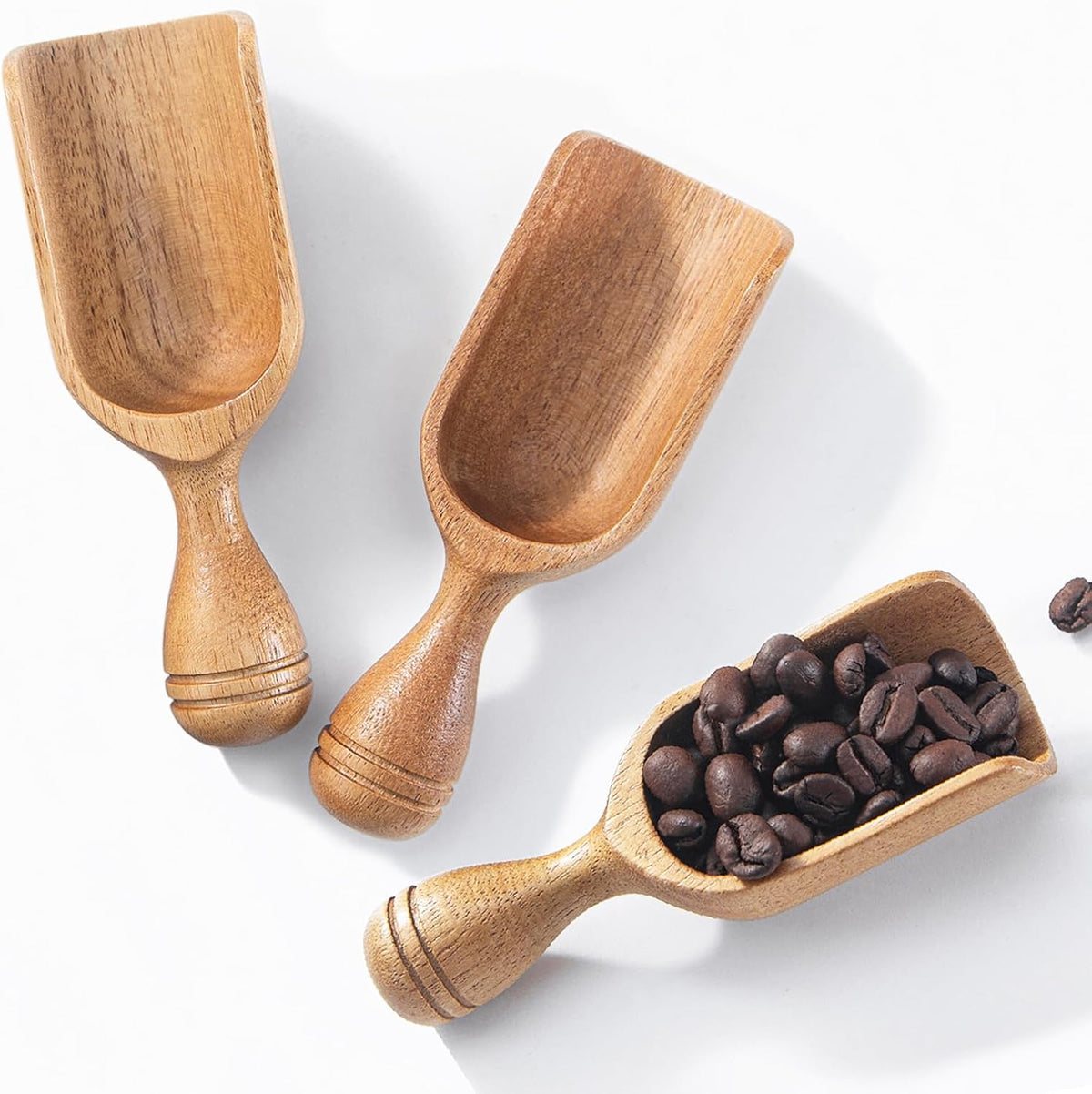 Wooden Scoops for Canisters Wooden Scoop for Jars Acacia 4.5″ Mini Scoop for Ground Coffee bath Scooper salt Laundry Scoop Measuring Spoon Shovel -Multipurpose
