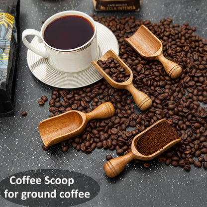 Wooden Scoops for Canisters Wooden Scoop for Jars Acacia 4.5″ Mini Scoop for Ground Coffee bath Scooper salt Laundry Scoop Measuring Spoon Shovel -Multipurpose
