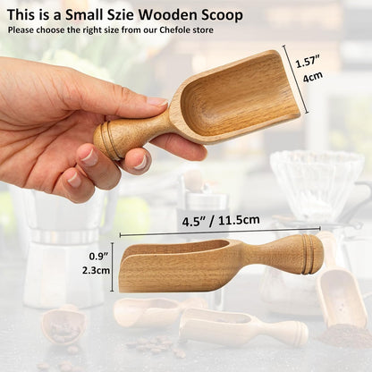 Wooden Scoops for Canisters Wooden Scoop for Jars Acacia 4.5″ Mini Scoop for Ground Coffee bath Scooper salt Laundry Scoop Measuring Spoon Shovel -Multipurpose