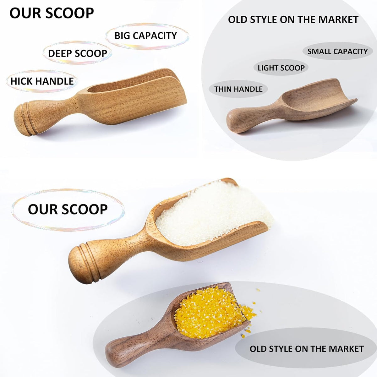 Wooden Scoops for Canisters Wooden Scoop for Jars Acacia 4.5″ Mini Scoop for Ground Coffee bath Scooper salt Laundry Scoop Measuring Spoon Shovel -Multipurpose