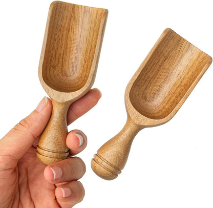 Wooden Scoops for Canisters Wooden Scoop for Jars Acacia 4.5″ Mini Scoop for Ground Coffee bath Scooper salt Laundry Scoop Measuring Spoon Shovel -Multipurpose