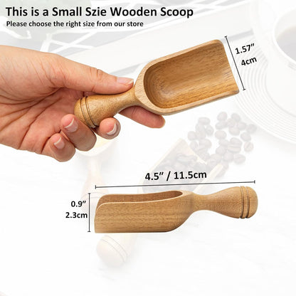 Wooden Scoops for Canisters Wooden Scoop for Jars Acacia 4.5″ Mini Scoop for Ground Coffee bath Scooper salt Laundry Scoop Measuring Spoon Shovel -Multipurpose