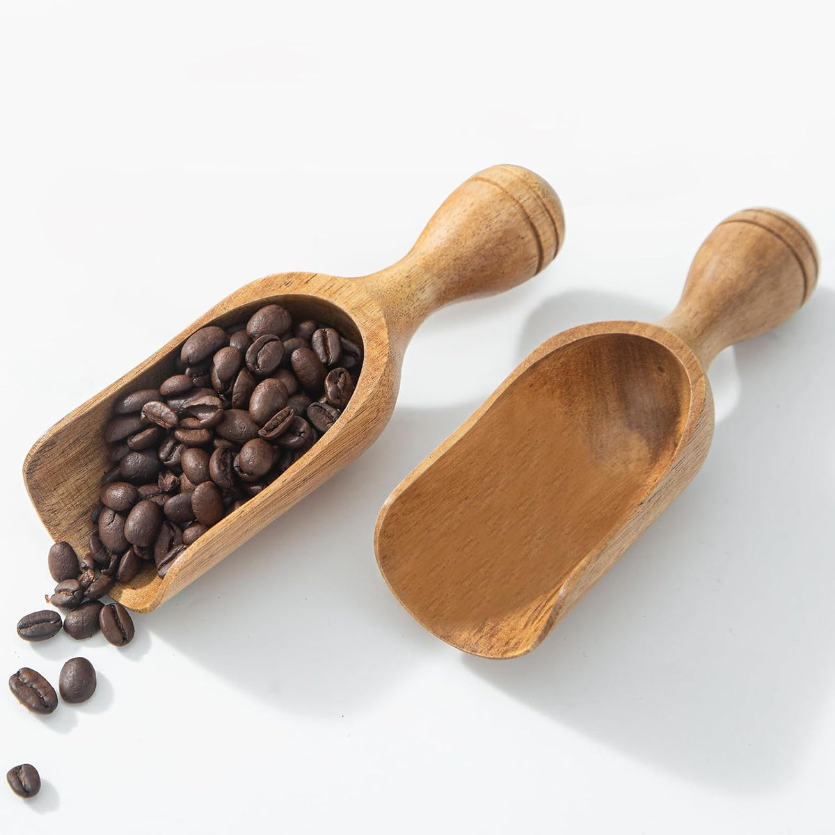 Wooden Scoops for Canisters Wooden Scoop for Jars Acacia 4.5″ Mini Scoop for Ground Coffee bath Scooper salt Laundry Scoop Measuring Spoon Shovel -Multipurpose