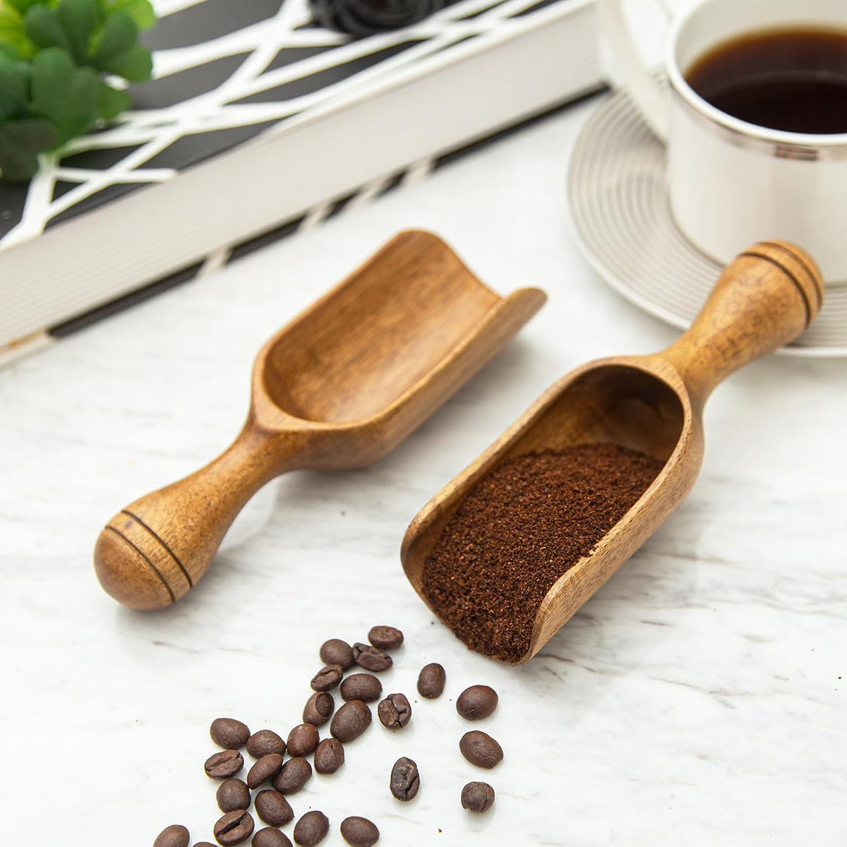 Wooden Scoops for Canisters Wooden Scoop for Jars Acacia 4.5″ Mini Scoop for Ground Coffee bath Scooper salt Laundry Scoop Measuring Spoon Shovel -Multipurpose