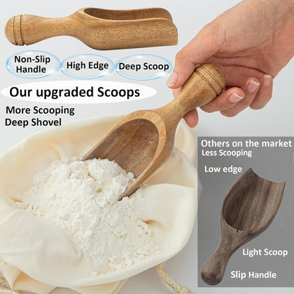 Wooden Scoops for Canisters Wooden Scoop for Jars Acacia 4.5″ Mini Scoop for Ground Coffee bath Scooper salt Laundry Scoop Measuring Spoon Shovel -Multipurpose