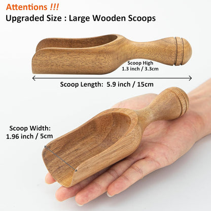 Wooden Scoops for Canisters Wooden Scoop for Jars Acacia 4.5″ Mini Scoop for Ground Coffee bath Scooper salt Laundry Scoop Measuring Spoon Shovel -Multipurpose