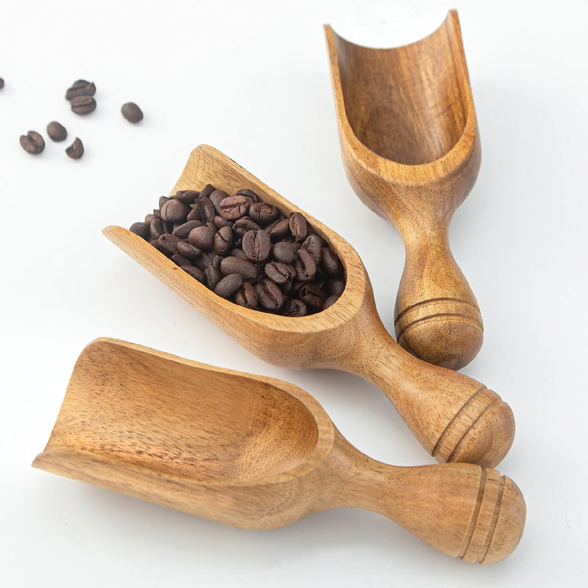 Wooden Scoops for Canisters Wooden Scoop for Jars Acacia 4.5″ Mini Scoop for Ground Coffee bath Scooper salt Laundry Scoop Measuring Spoon Shovel -Multipurpose