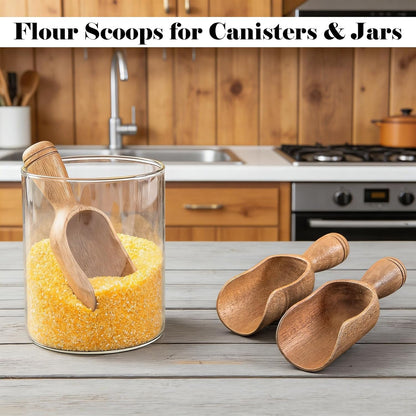 Wooden Scoops for Canisters Wooden Scoop for Jars Acacia 4.5″ Mini Scoop for Ground Coffee bath Scooper salt Laundry Scoop Measuring Spoon Shovel -Multipurpose