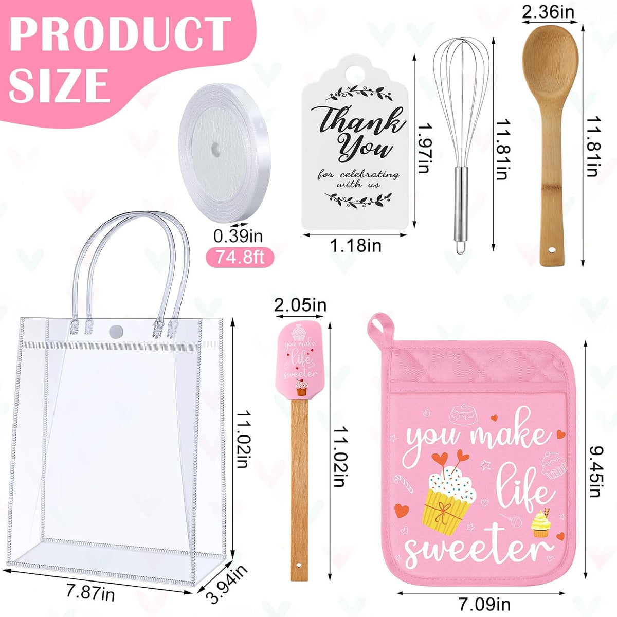 6 Sets Baby Shower Prizes for Game Winners Potholder Silicone Spatula Bamboo Spoon Whisk Gift Bag Set Gifts for Baby Shower Bridal Wedding Guests Games Prize Favors(Eucalyptus)