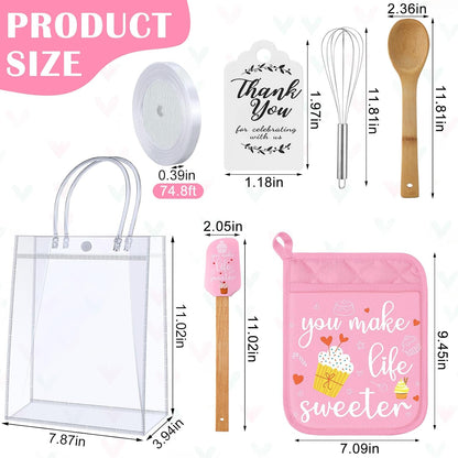 6 Sets Baby Shower Prizes for Game Winners Potholder Silicone Spatula Bamboo Spoon Whisk Gift Bag Set Gifts for Baby Shower Bridal Wedding Guests Games Prize Favors(Eucalyptus)