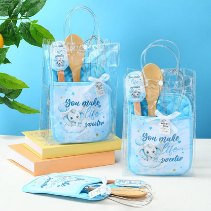 6 Sets Baby Shower Prizes for Game Winners Potholder Silicone Spatula Bamboo Spoon Whisk Gift Bag Set Gifts for Baby Shower Bridal Wedding Guests Games Prize Favors(Eucalyptus)