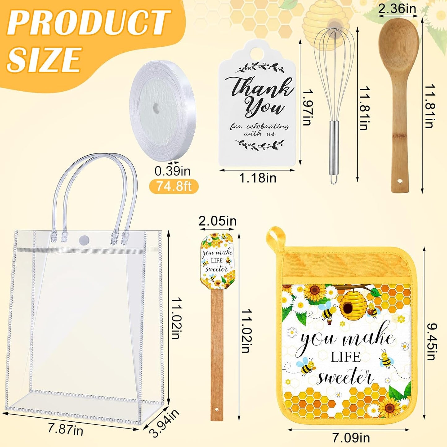 6 Sets Baby Shower Prizes for Game Winners Potholder Silicone Spatula Bamboo Spoon Whisk Gift Bag Set Gifts for Baby Shower Bridal Wedding Guests Games Prize Favors(Eucalyptus)