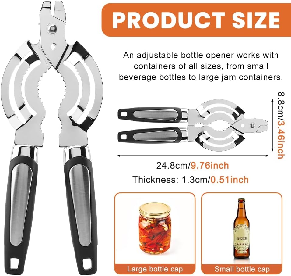 Jar Opener, Adjustable Stainless Steel Jar Lid Opener Tool