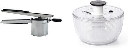 Good Grips Stainless Steel Potato Ricer and Good Grips Large Salad Spinner - 6.22 Qt., White
