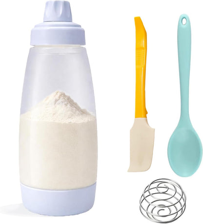 33 Oz Pancake Batter Dispenser, Squeeze Mixer Bottle with BlenderBall | Food grade bottle, for pancake,waffle,crepe,muffin baking, easy squeeze design, silicone spatula, spoon, kitchen batter mixer
