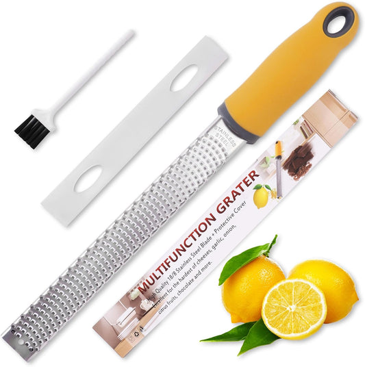 Lemon Zester Grater, Citrus Zester Grater with Handle, Kitchen Gadgets for Cheese, Lemon, Chocolate, Nutmeg, Ginger, Fruit, Vegetable, Stainless Steel Micro Cheese Grate, Dishwasher Safe(Narrow)