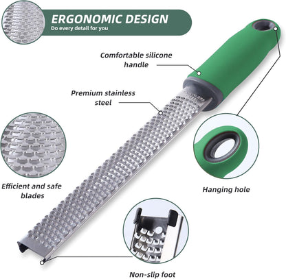 Lemon Zester Grater, Citrus Zester Grater with Handle, Kitchen Gadgets for Cheese, Lemon, Chocolate, Nutmeg, Ginger, Fruit, Vegetable, Stainless Steel Micro Cheese Grate, Dishwasher Safe(Narrow)