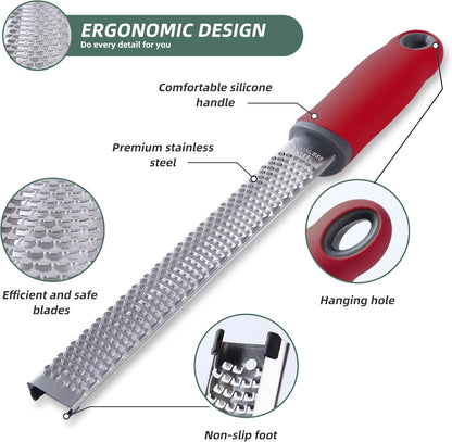 Lemon Zester Grater, Citrus Zester Grater with Handle, Kitchen Gadgets for Cheese, Lemon, Chocolate, Nutmeg, Ginger, Fruit, Vegetable, Stainless Steel Micro Cheese Grate, Dishwasher Safe(Narrow)