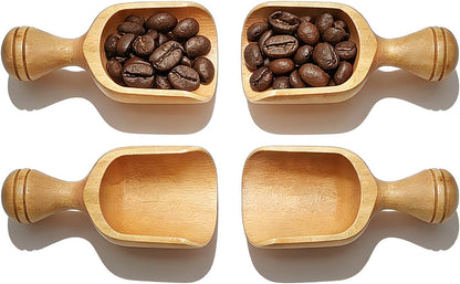 Wooden Coffee Scoop Set, Coffee Bean Scoop & Scoops for Jars, Multipurpose Spoon for Ground Coffee, Tea & Kitchen Dry Goods,4 Pack