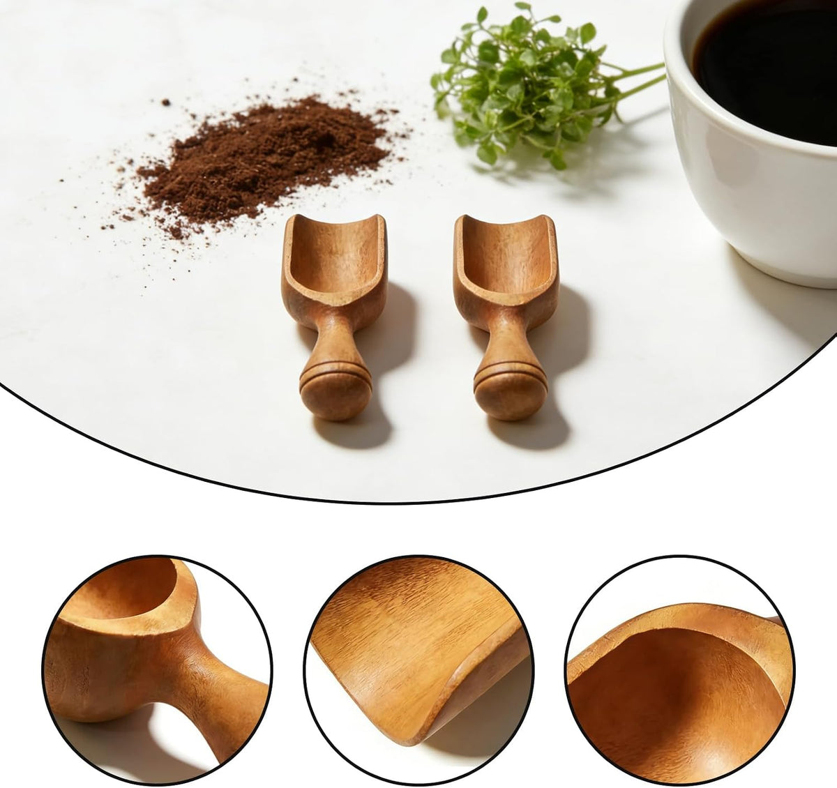 Wooden Coffee Scoop Set, Coffee Bean Scoop & Scoops for Jars, Multipurpose Spoon for Ground Coffee, Tea & Kitchen Dry Goods,4 Pack