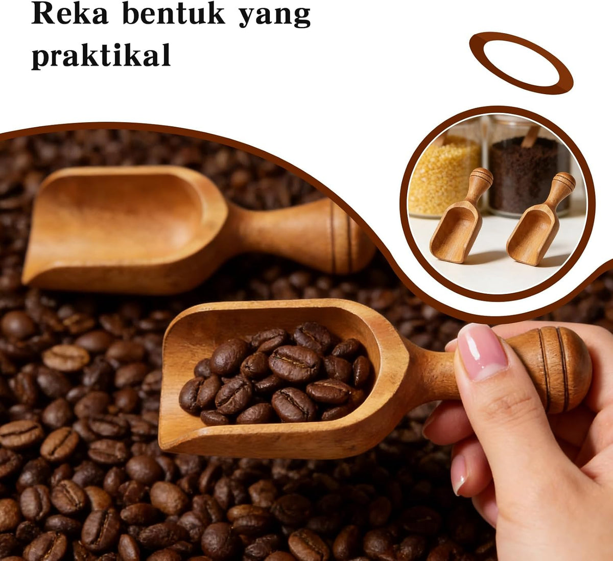 Wooden Coffee Scoop Set, Coffee Bean Scoop & Scoops for Jars, Multipurpose Spoon for Ground Coffee, Tea & Kitchen Dry Goods,4 Pack