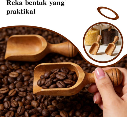 Wooden Coffee Scoop Set, Coffee Bean Scoop & Scoops for Jars, Multipurpose Spoon for Ground Coffee, Tea & Kitchen Dry Goods,4 Pack