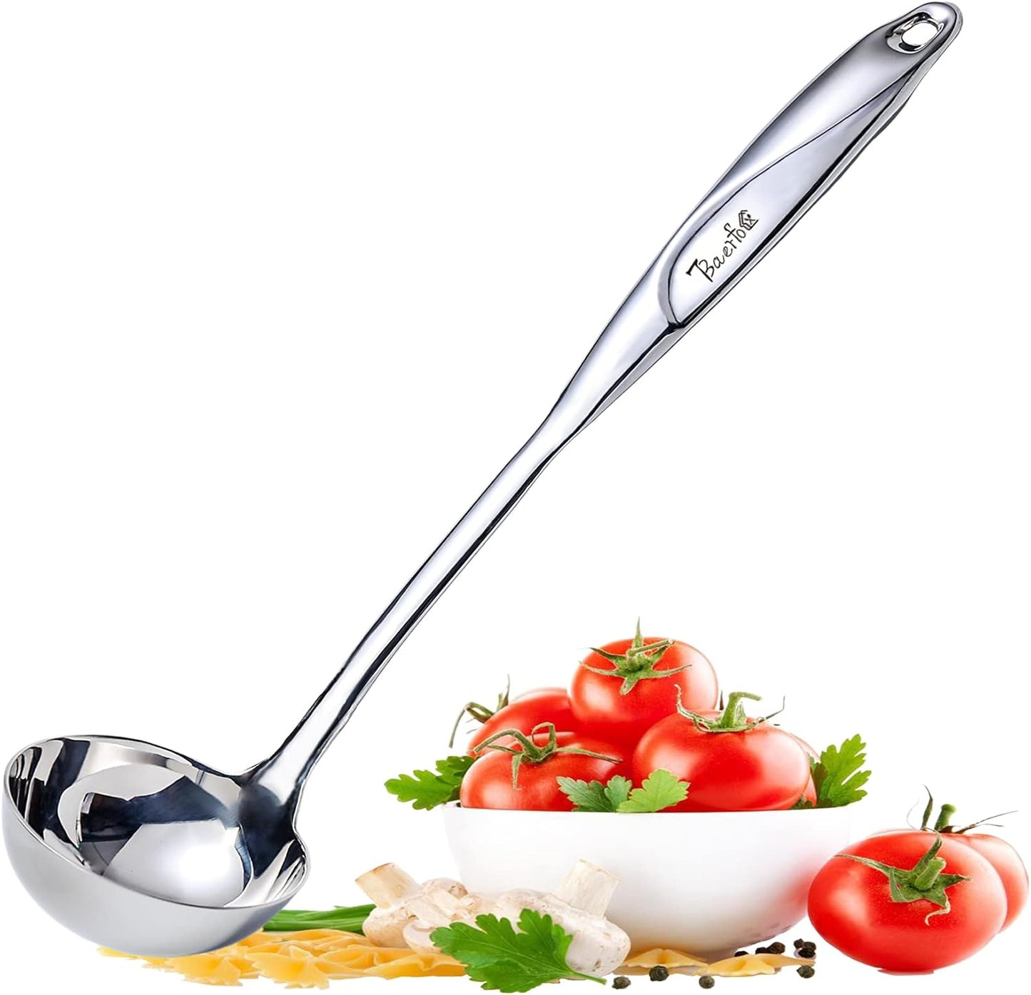High Grade Soup Ladle, Cooking Ladle for Soup, Heat-proof Design of Hollow Handle, Gift for Family（4ouce/13.5 Inch)