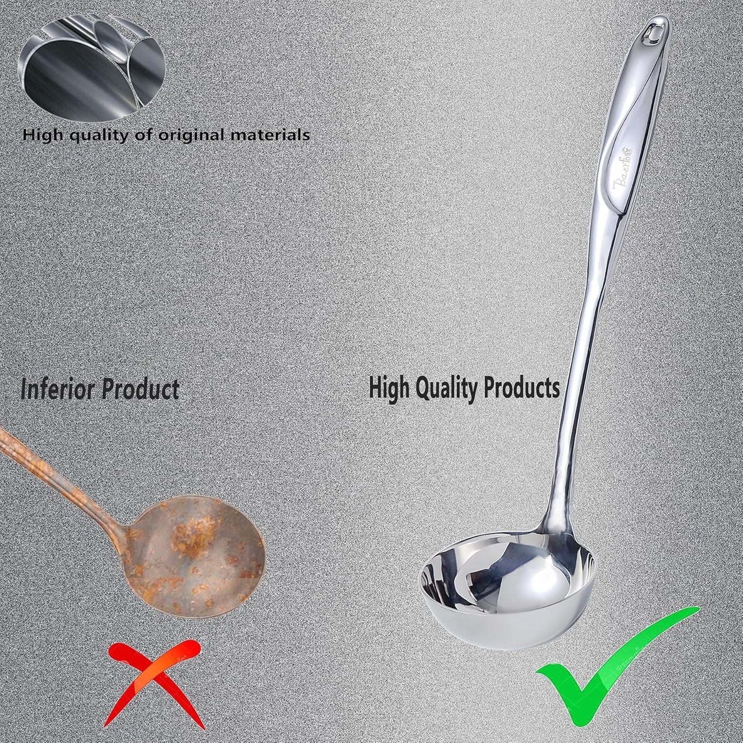 High Grade Soup Ladle, Cooking Ladle for Soup, Heat-proof Design of Hollow Handle, Gift for Family（4ouce/13.5 Inch)