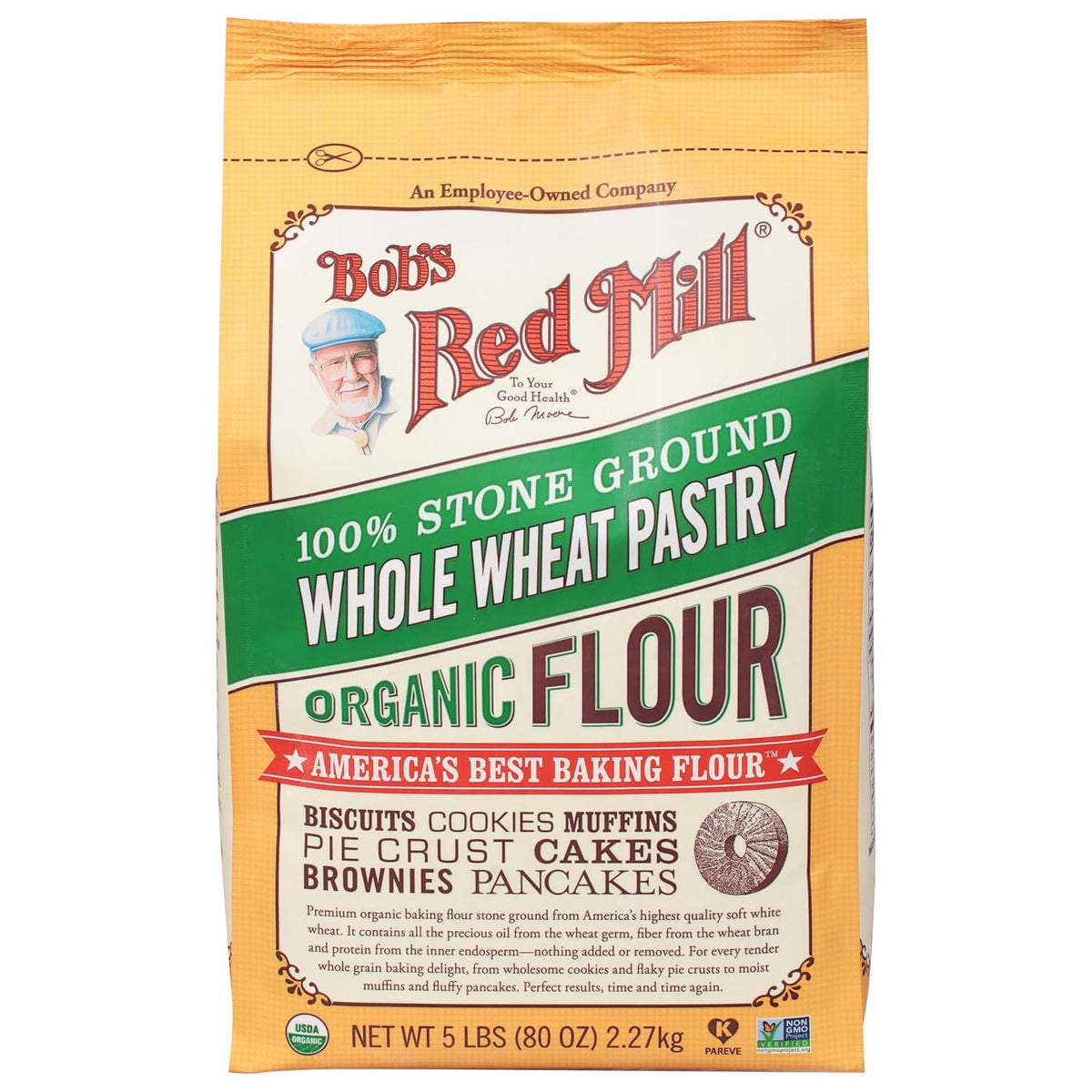 Organic Pastry Flour Whole Wheat 5 lb, 80 Ounce