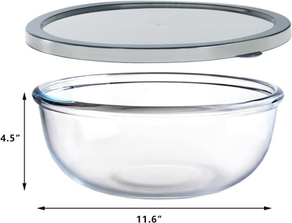 6.2QT Extra Large Glass Bowl for Sourdough Bread Making, Glass Mixing Bowl for Sourdough Bread with Lid, Baking Container for Kitchen Fridge Organization