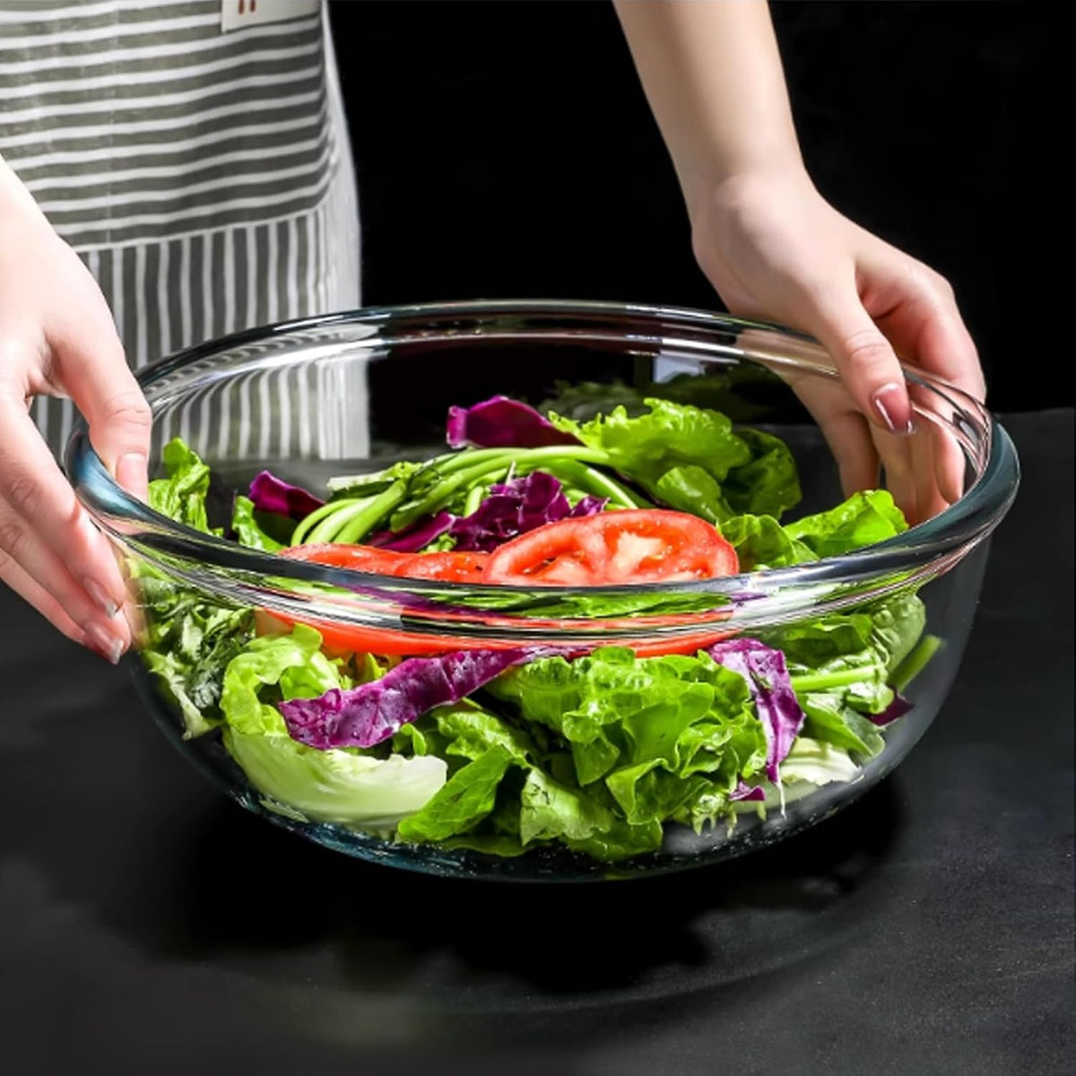 6.2QT Extra Large Glass Bowl for Sourdough Bread Making, Glass Mixing Bowl for Sourdough Bread with Lid, Baking Container for Kitchen Fridge Organization