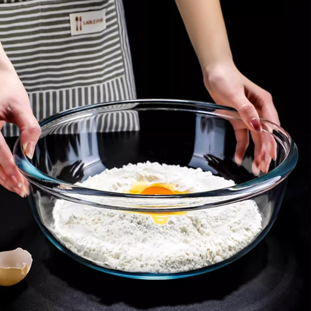 6.2QT Extra Large Glass Bowl for Sourdough Bread Making, Glass Mixing Bowl for Sourdough Bread with Lid, Baking Container for Kitchen Fridge Organization