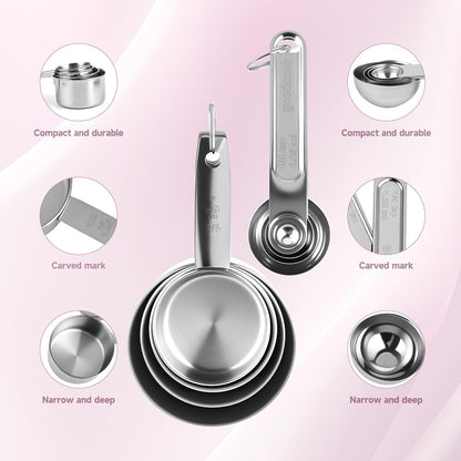 Measuring Cups and Spoons Set, 8 Piece