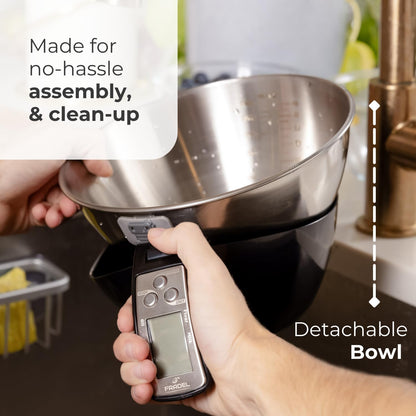 Digital Kitchen Food Scale with Bowl - 11lb, Grams & Ounces - Removable, Dishwasher-Safe Mixing Bowl - Black