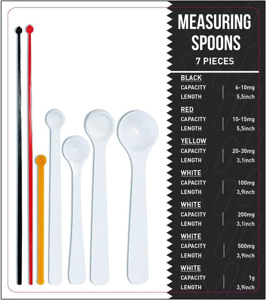 Dosing spoon | milligram measuring spoons set of 7 | exact dosing from 6 mg to 1g | mg measuring spoons for powder